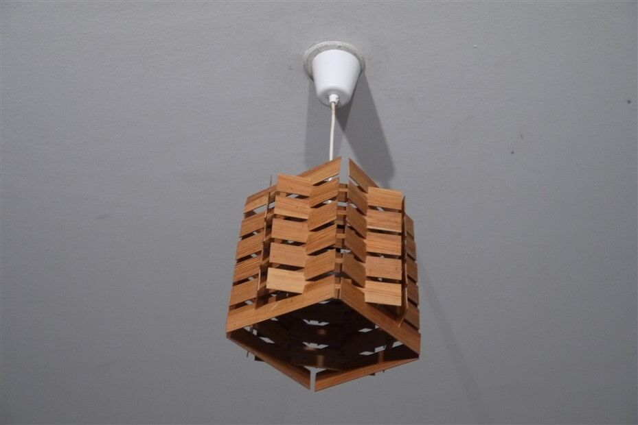 Scandinavian vintage wooden pendant lamp 1960