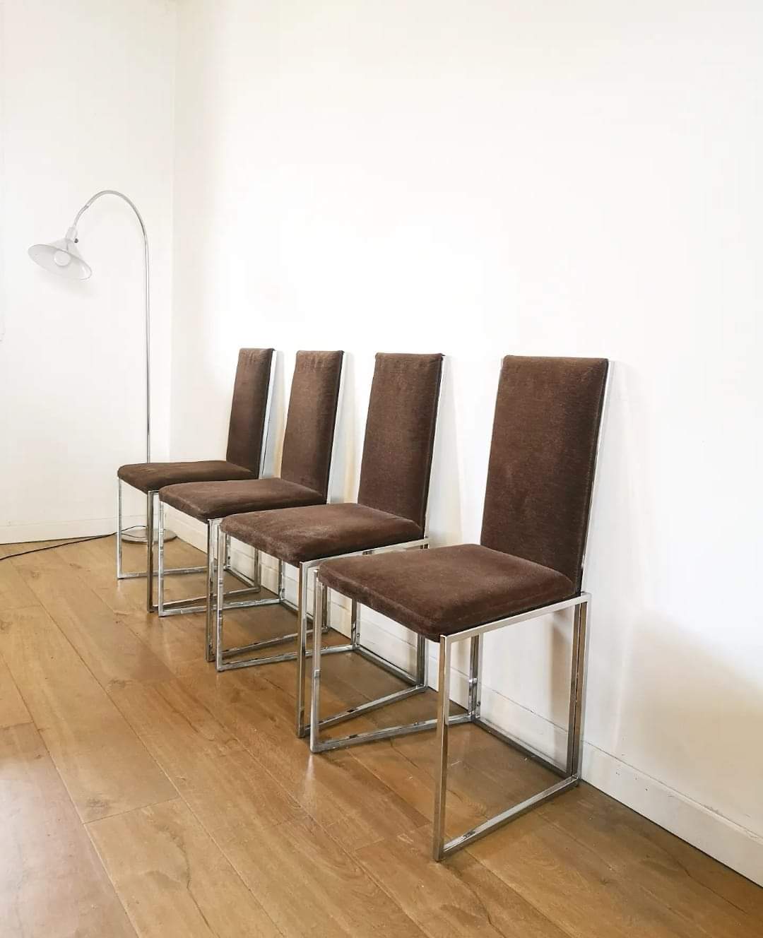 Set of 4 metal chairs and fabrics from the 80s