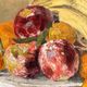 Old oil painting on canvas still life fruits 1930s