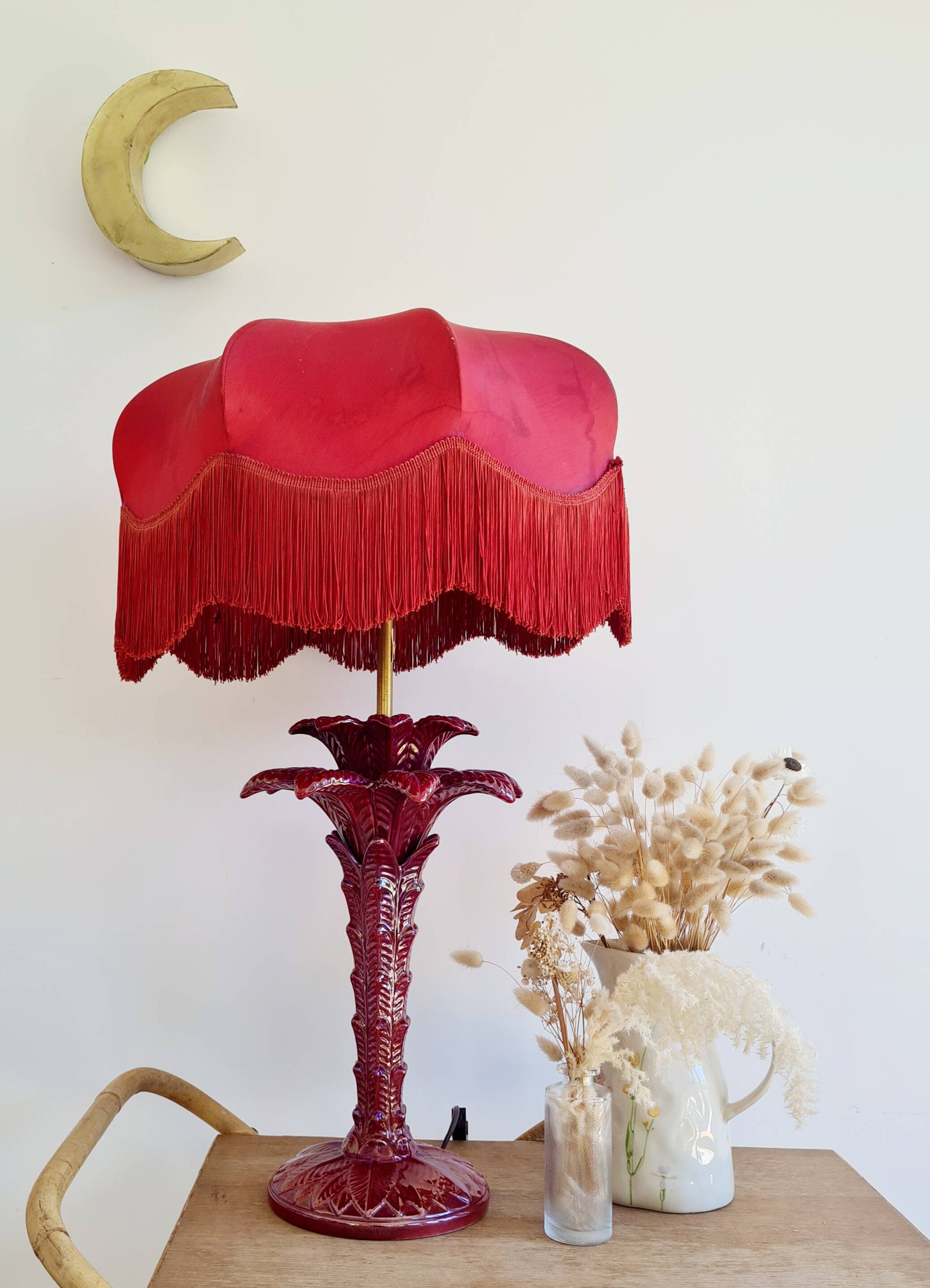 Antique red palm tree lamp, Italian design, 70s