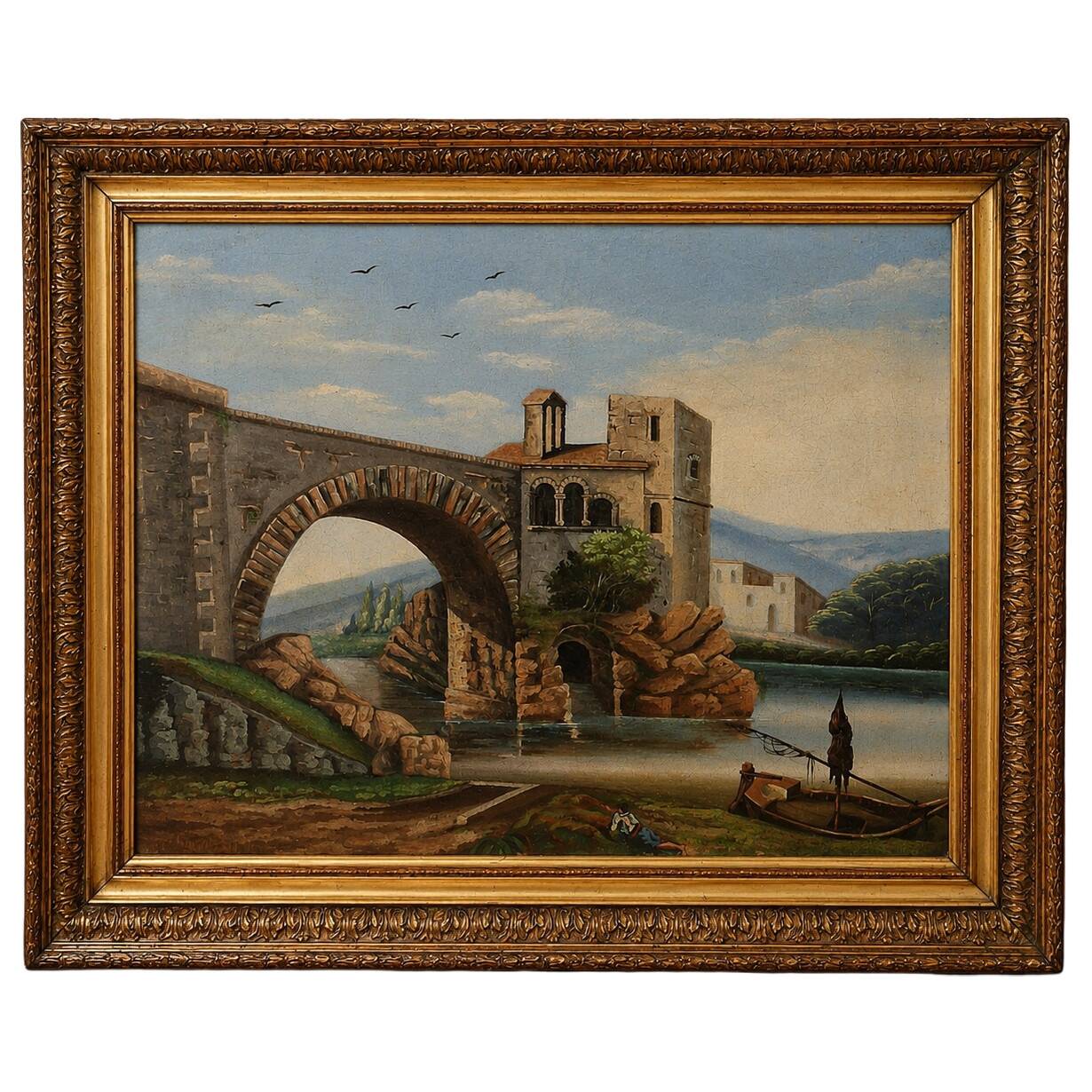 H. Nicolini – Animated Landscape at the Stone Bridge, 19th Century