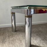 Vintage coffee table in brass and chrome metal from the 70s