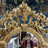 Mirror With Putti In Golden Wood From Napoleon III Period 1m96 X 1m33