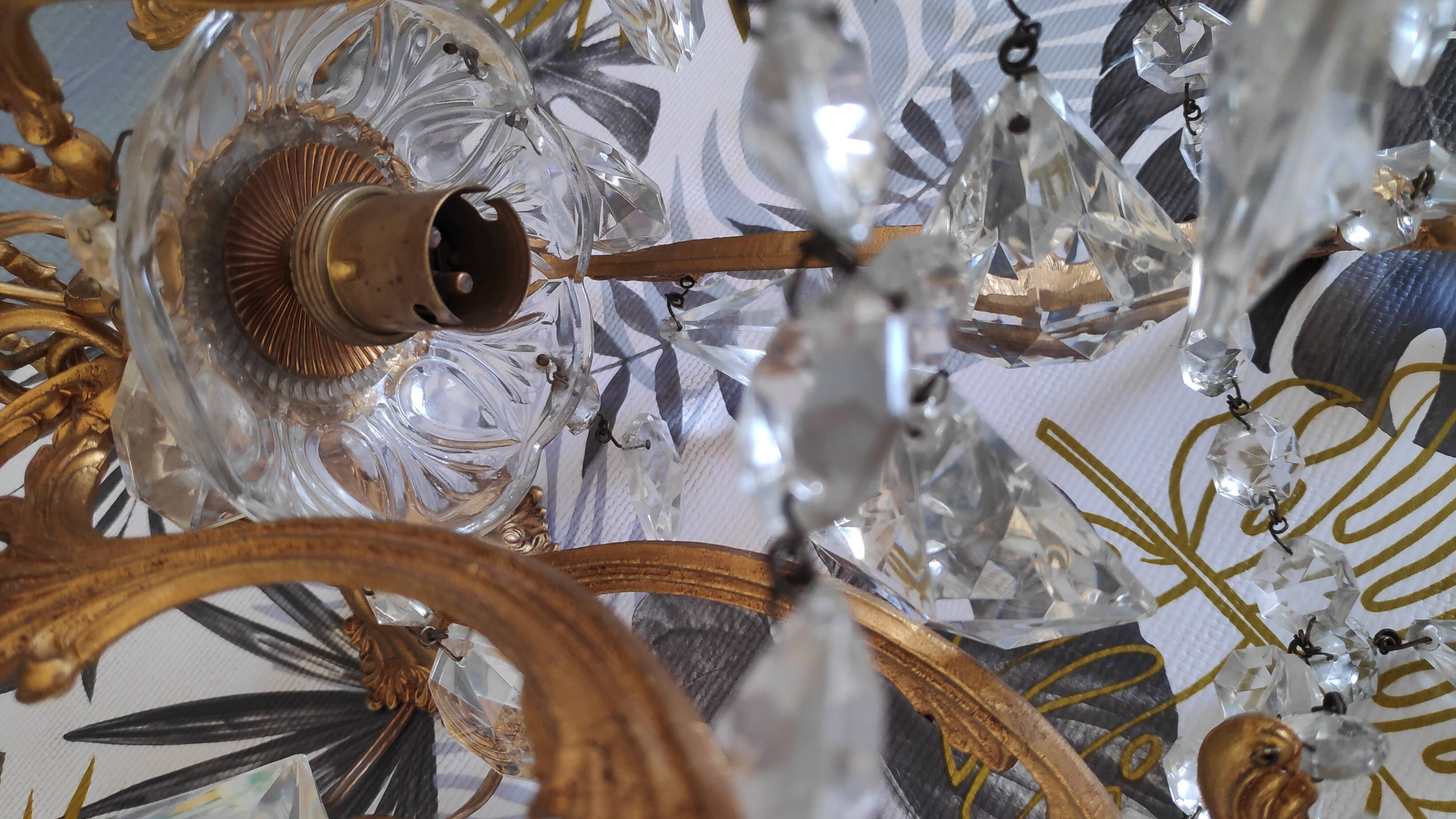 Bronze cage chandelier and crystal grapevines