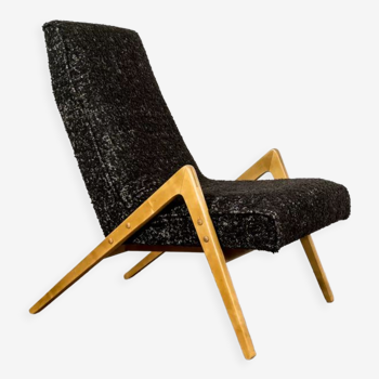 Fauteuil mid-century en boucle noir et blanc des années 1960