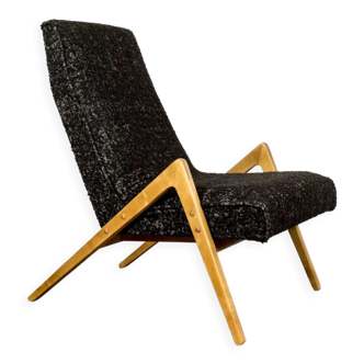 Fauteuil mid-century en boucle noir et blanc des années 1960