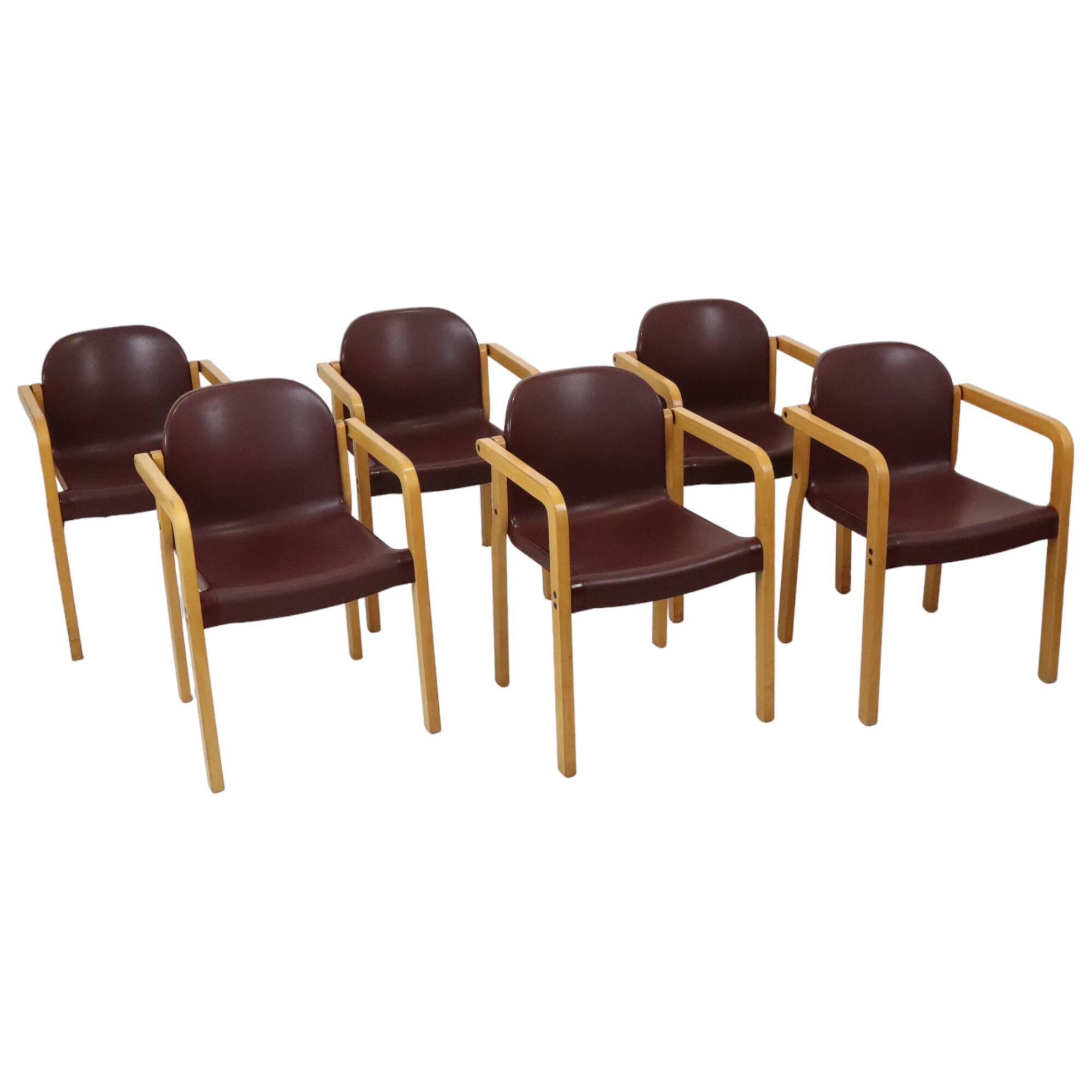 Lot de 6 chaises design vintage Dolmas Kembo JB Meijer années 1980