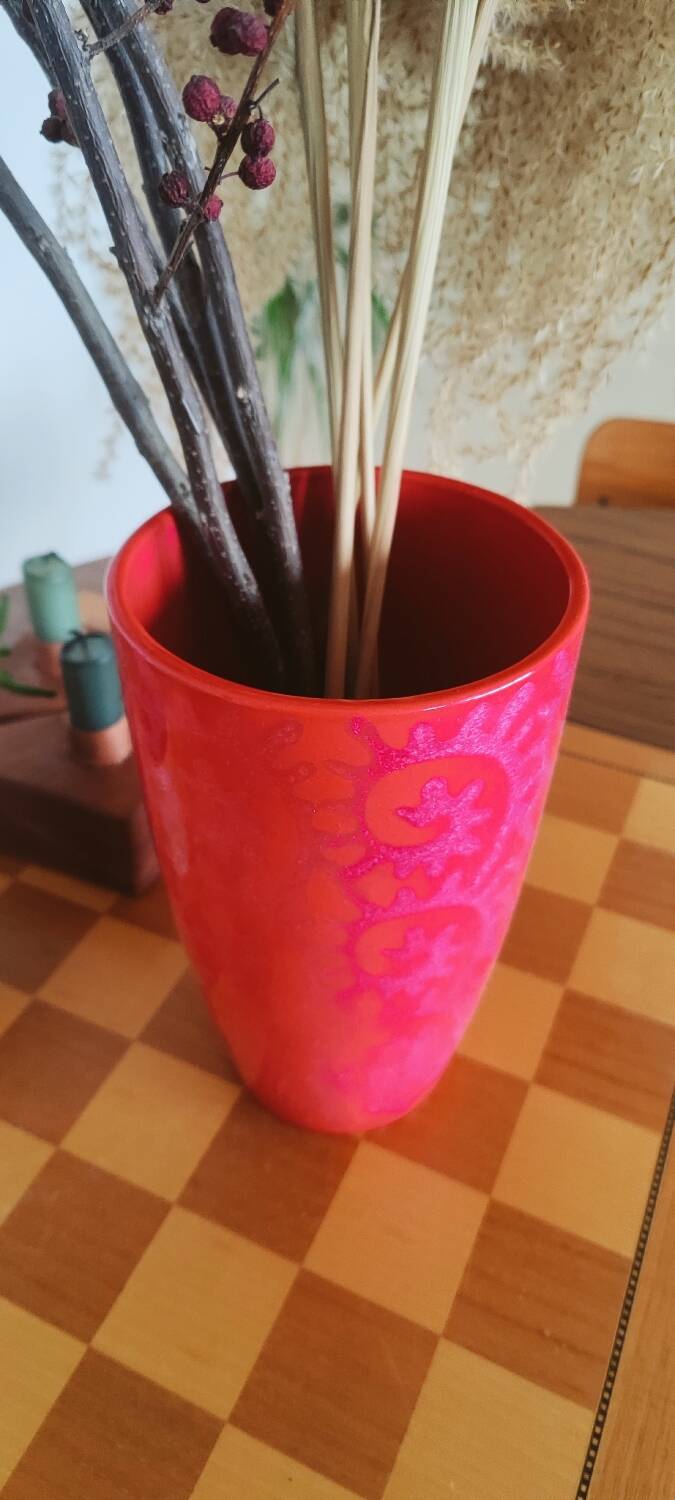 Fuchsia pink ceramic vase Scheurich made in Germany.