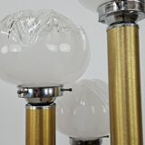 Mid-Century Murano Glass Floor Lamp in Wood and Metal with 3 Light Points