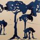 Painting, monochrome watercolor "Twilight over the Pine Forest" Provence, signed