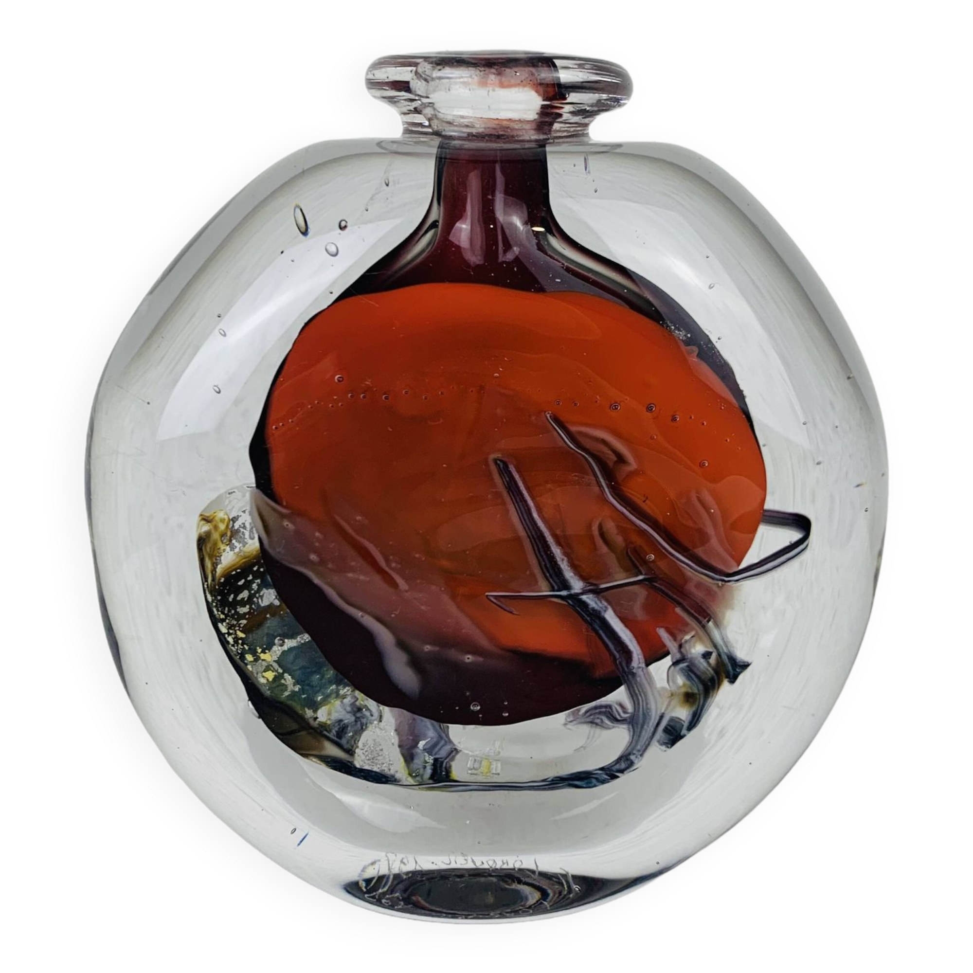 Blown glass vase by François Le Lonquer 1985