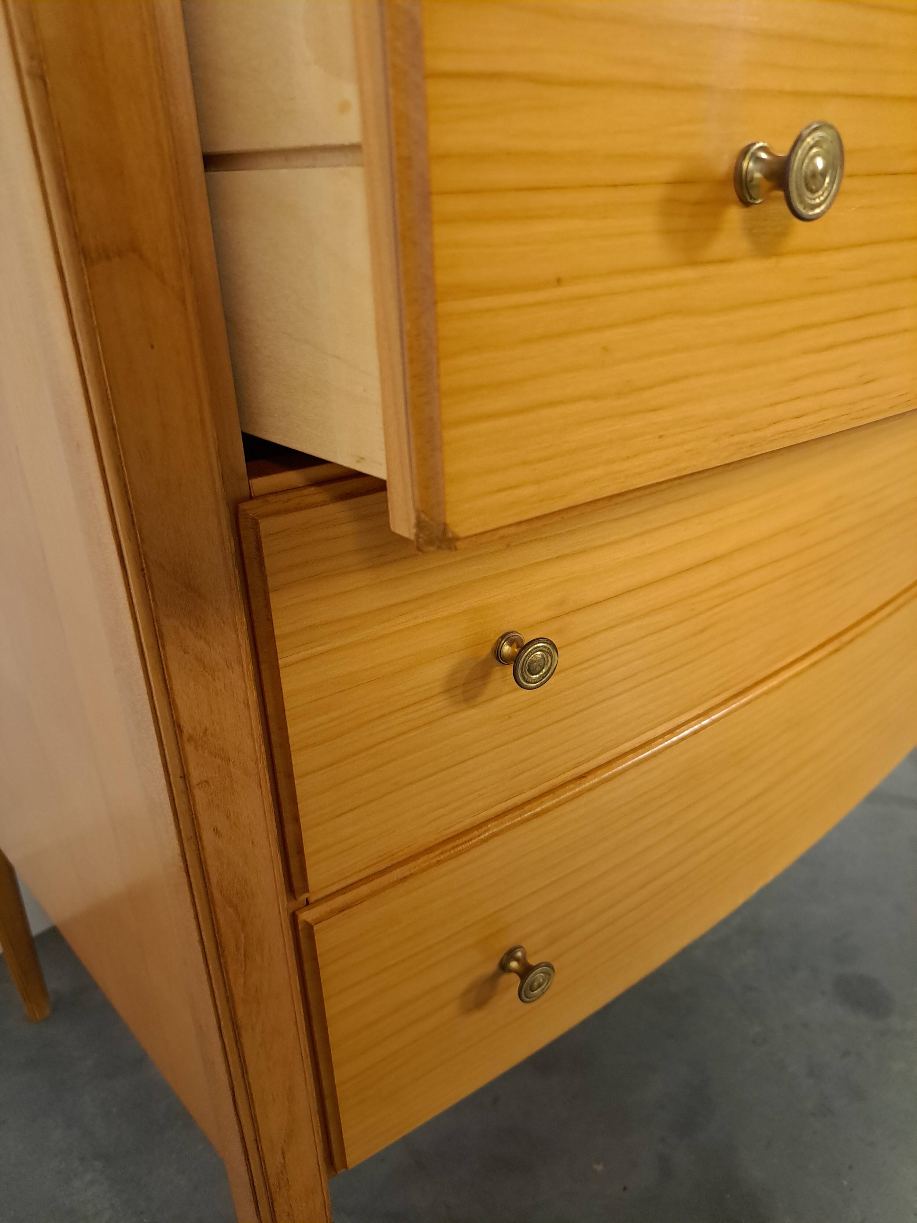 Mid-Century hoge gebogen ladekast met 6 lades