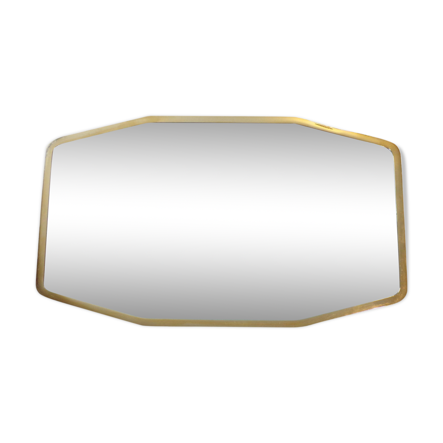 Mirror 1950 octagonal brass frame 41x70cm