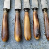 Series of 5 knives steel horn handle