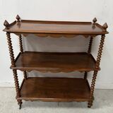 Napoleon III console table with three shelves in mahogany and veneer, 19th century
