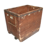 Vintage industrial workshop trolley in wooden rolling crate