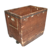 Chariot d'atelier vintage industriel en bois caisse roulant