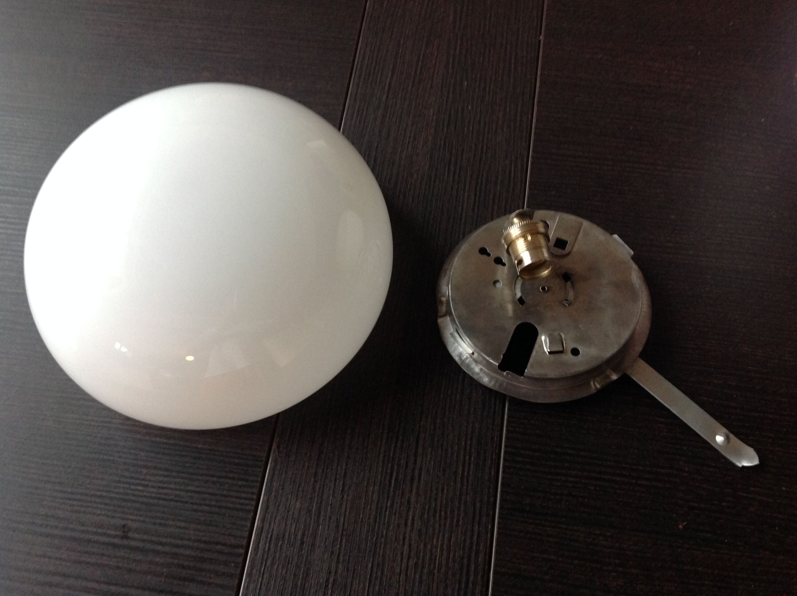 Half moon ceiling light in white opaline vintage 60s-70s