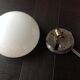 Half moon ceiling light in white opaline vintage 60s-70s