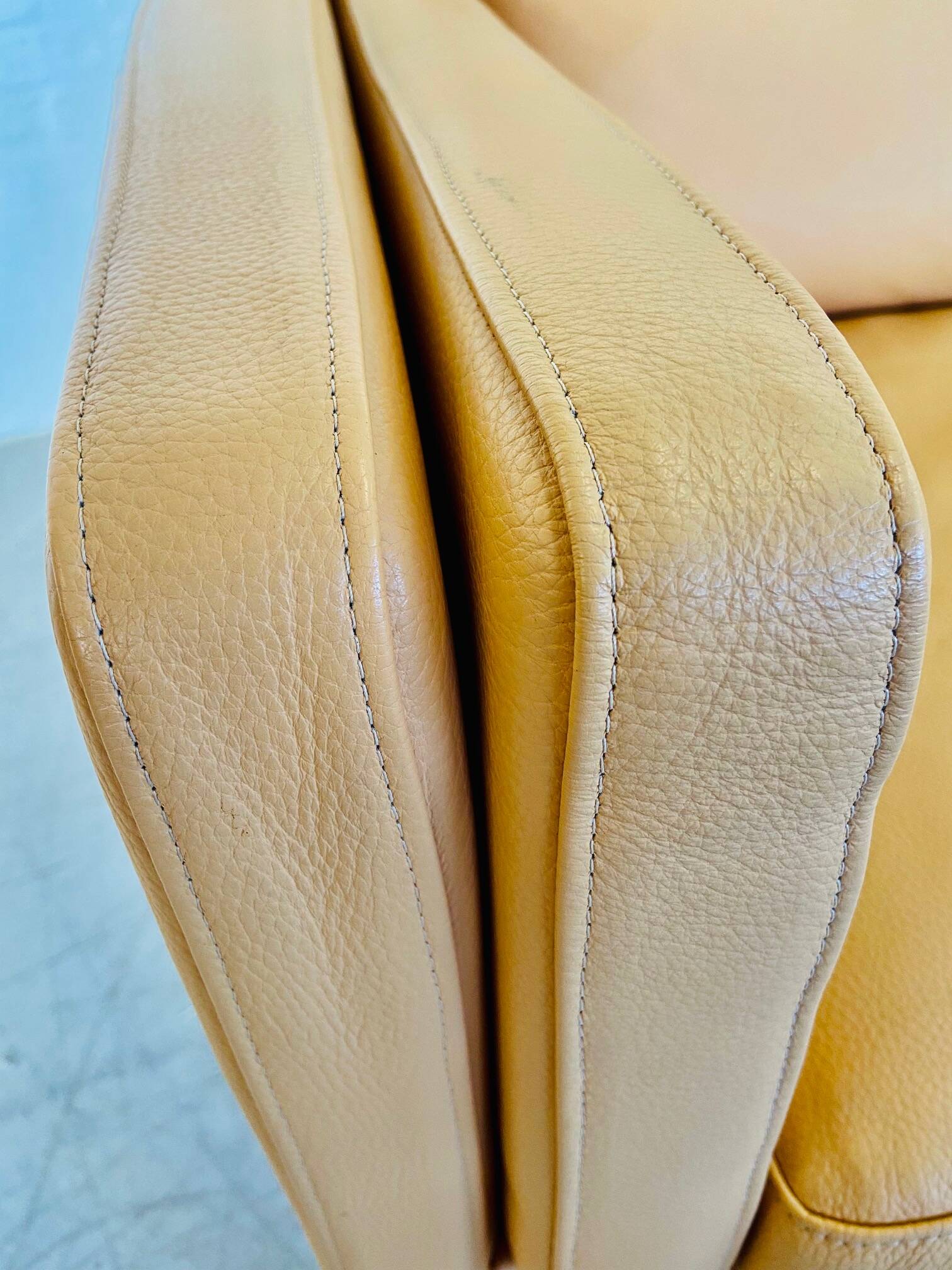 VINTAGE DANISH RETRO SKIPPER 2 PERSON SOFA IN BUTTERMILK LEATHER