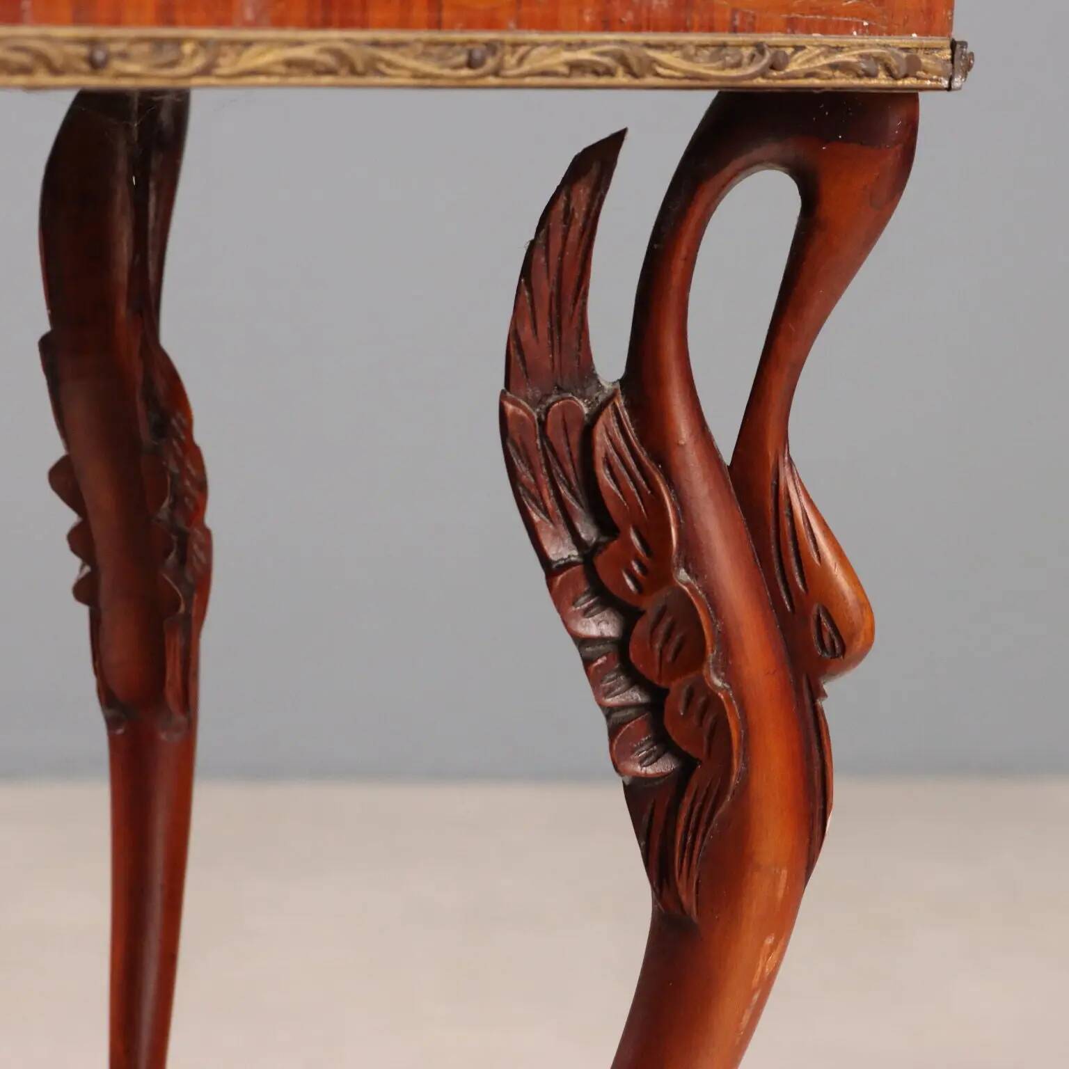 Small antique coffee table made of fruitwood and rosewood, 20th century.