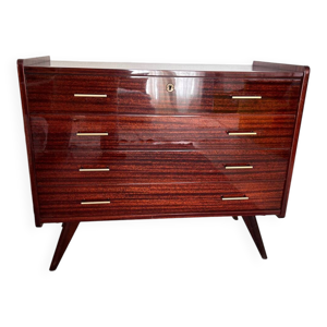 Commode 4 tiroirs Mid-Century - palissandre rio