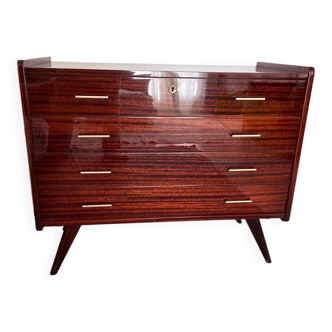 Mid-Century 4-Drawer Chest in Rio Rosewood & Brass — 1963
