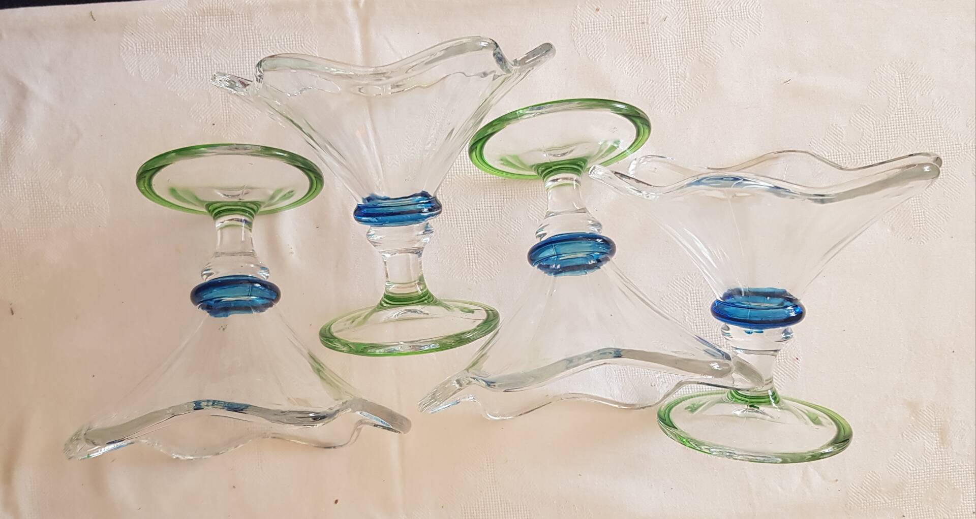 Set of 4 vintage glass ice cream bowls.