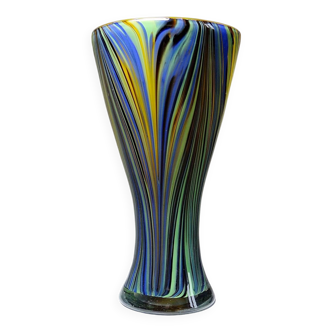 Missoni Murano "Peacock Feather" multi-colored vase from the 70s-80s