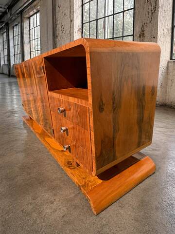 Art Deco walnut sideboard / cabinet, 1930s–1940s, Central Europe