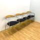 Set of 4 Chrome and Wood Chairs, Italy, 1980s