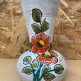 Old vallauris vase white enameled terracotta vintage flower decor