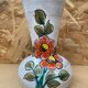 Ancien vase vallauris terre cuite émaillée blanc décor fleurs vintage