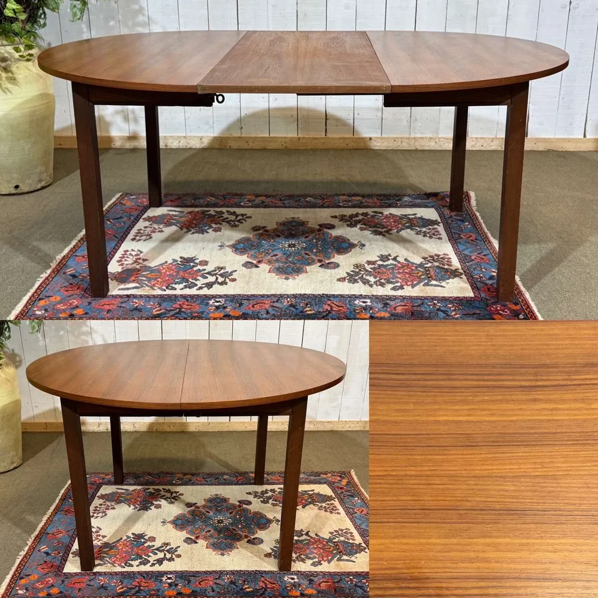 Table des années 1970 en teck avec 1 allonge