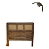 Vintage headboard in raw solid oak and canework