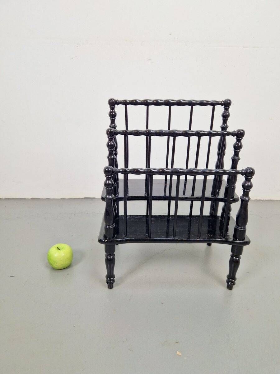 Antique Wooden Bobbin Canterbury Magazine Rack, 1890