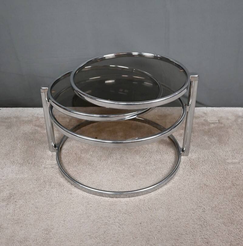 Coffee table with rotating trays, attributed to Milo Baughman – 1970
