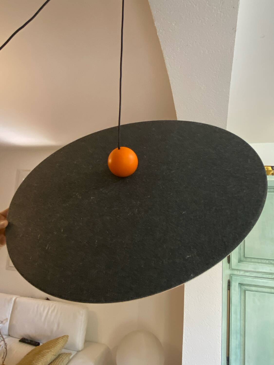 Designer chandelier, metal and soundproofing felt