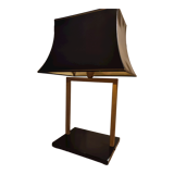 Lamp " phanera " brass marble lampshade lacquered black golden made in France