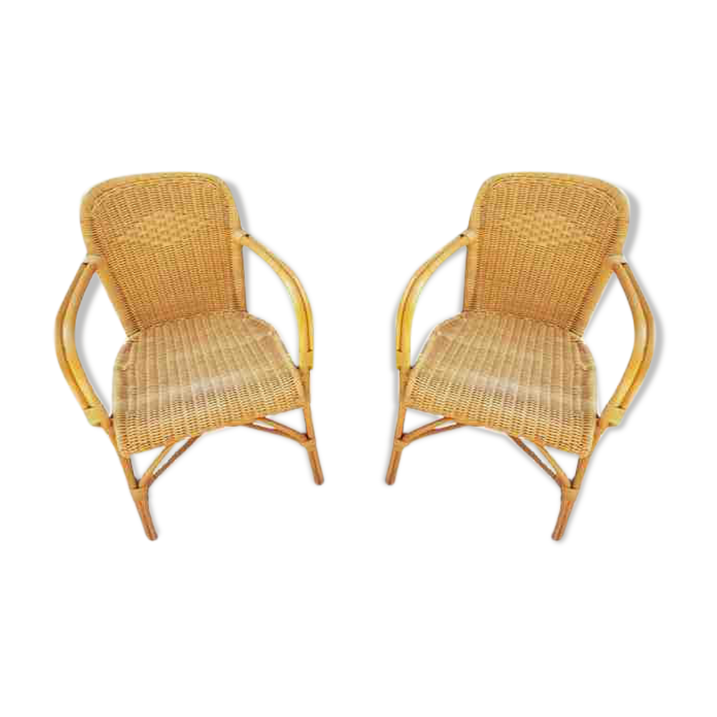 Paire de fauteuils en rotin 1970