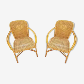 Pair of rattan armchairs 1970