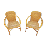 Pair of rattan armchairs 1970