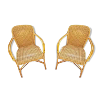 Pair of rattan armchairs 1970