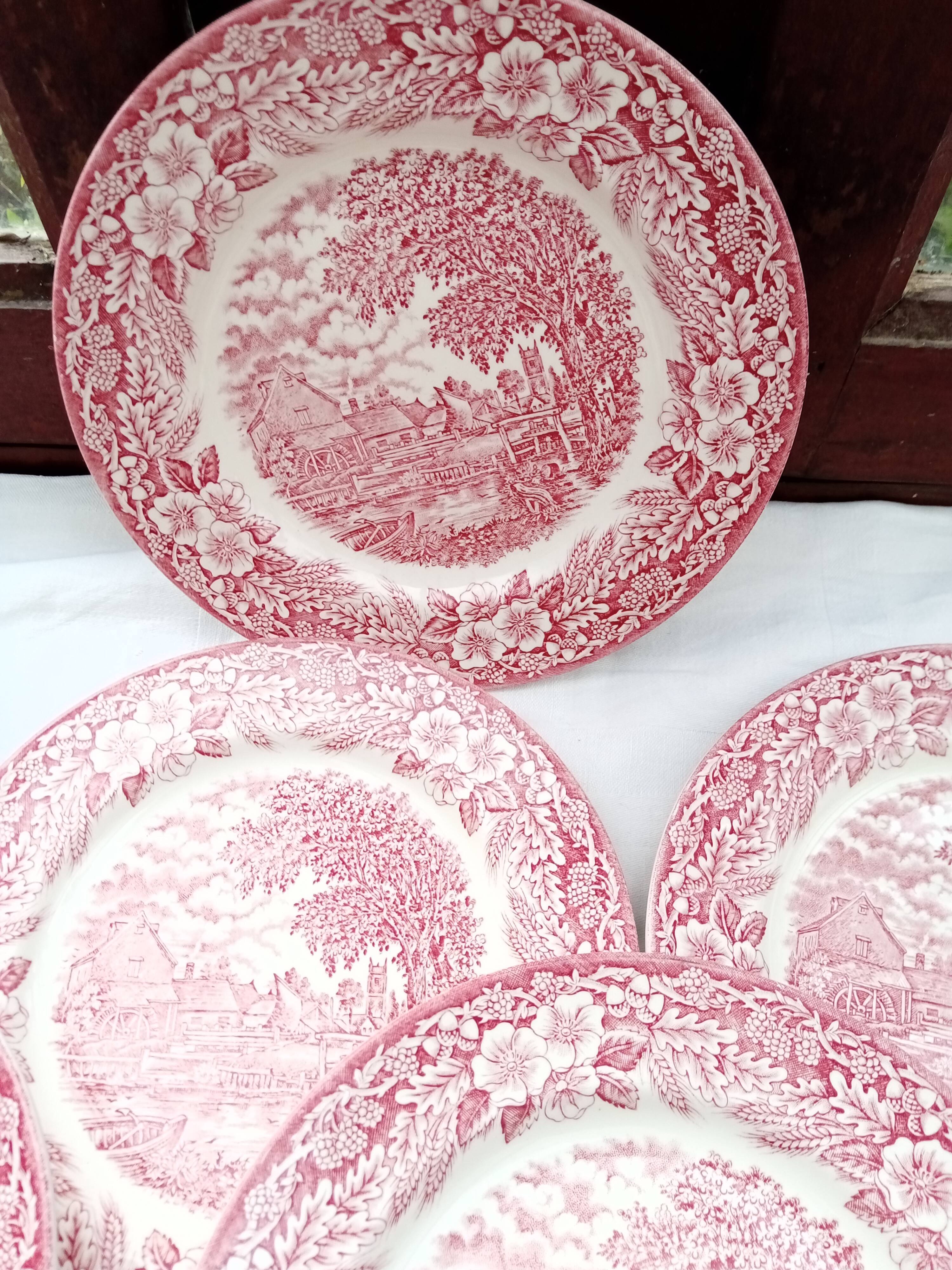 12 English dessert plates