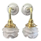 Paire d’appliques murales vintage en verre fleurs