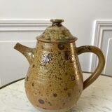 coffee service 6 cups and saucers, teapot and sugar bowl in ceramic / pottery / stoneware years 50-6