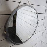 Miroir rond en aluminium brossé, années 60