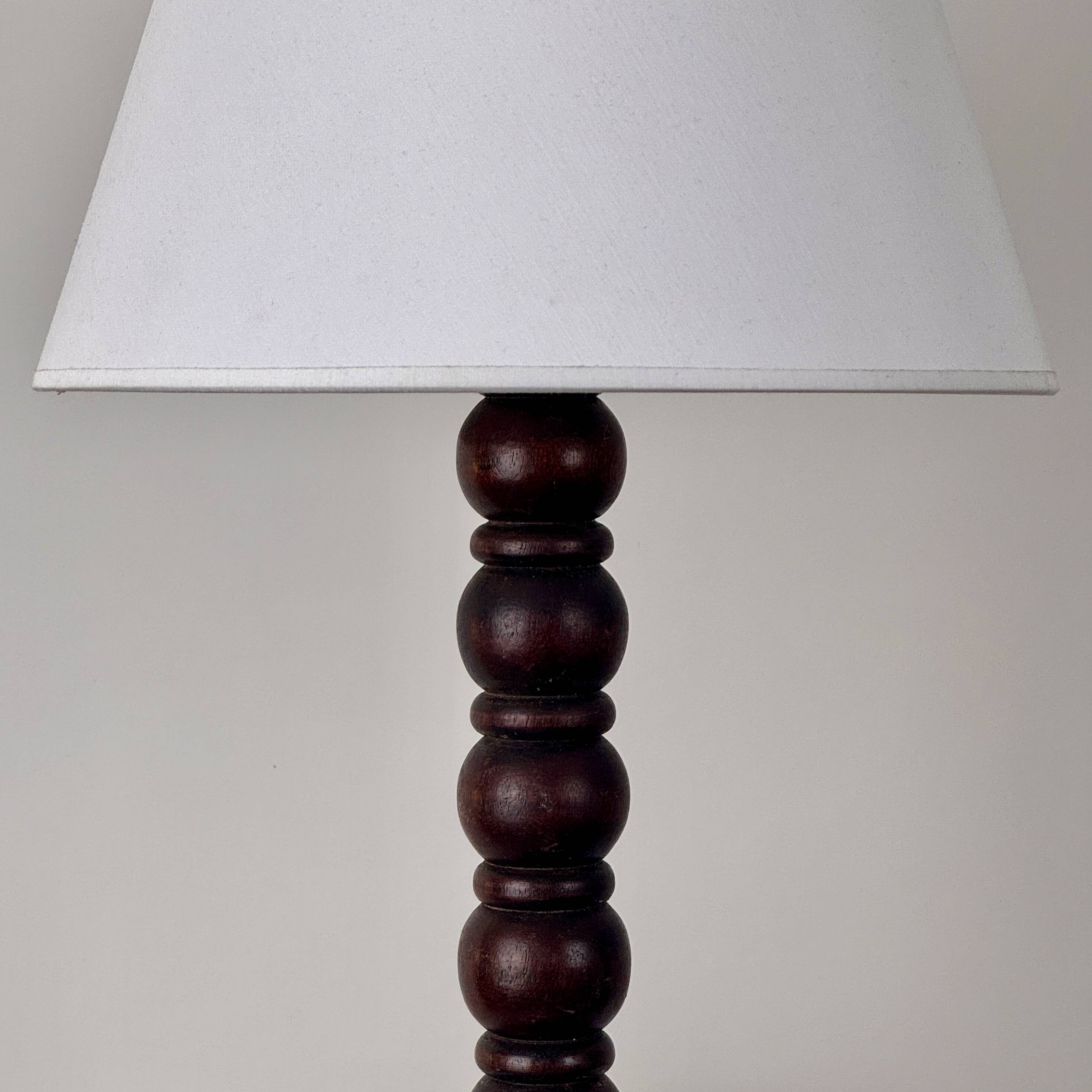 Large old turned wooden lamp, early 20th century, France