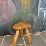 Vintage tripod raw wood stool