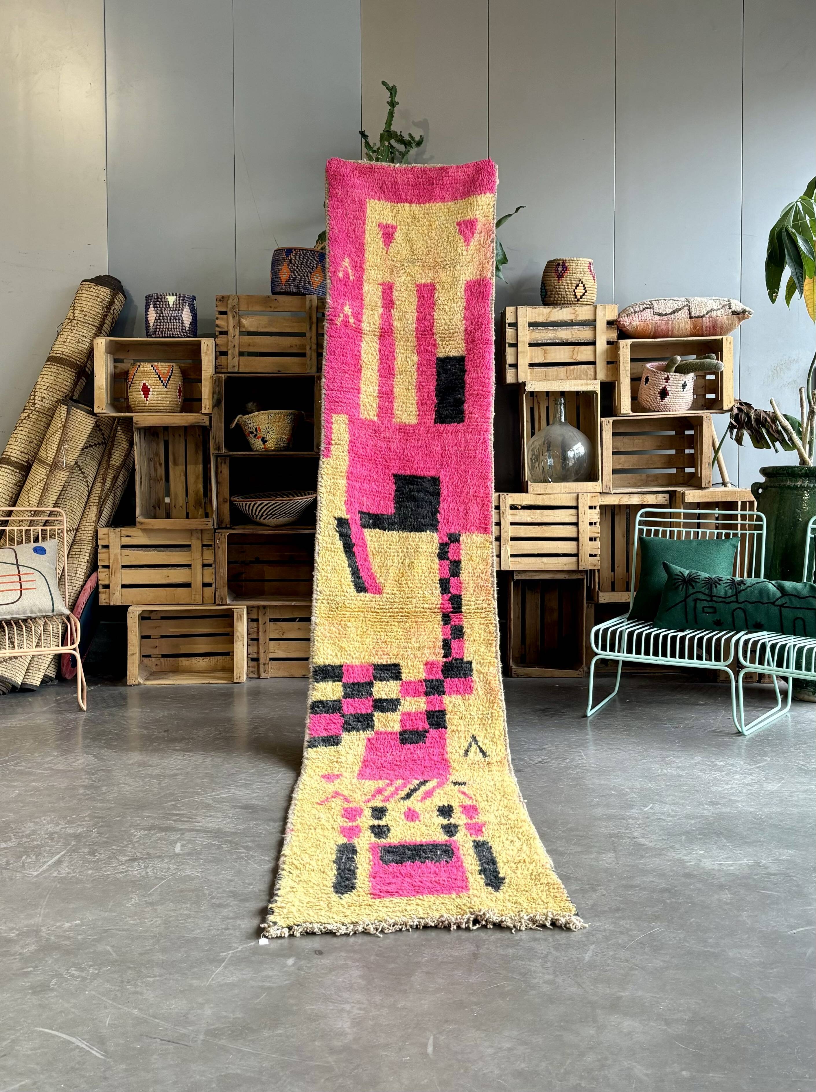 long Berber hallway carpet new boujad in wool 70x390 cm